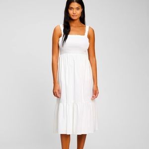 Gap Smocked Midi Tank Dress White XS Petite NWT